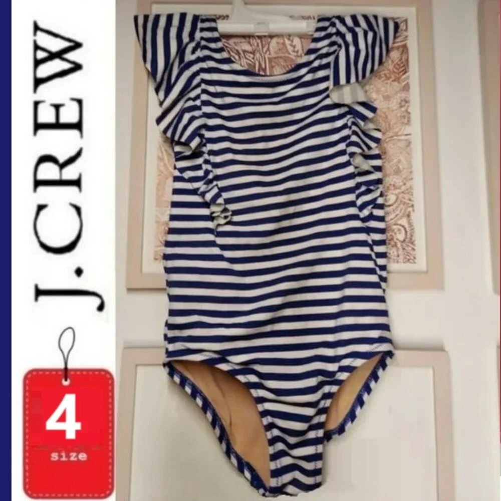 ⭐️ 5/$30 J. CREW size 4-5 blue striped swimsuit